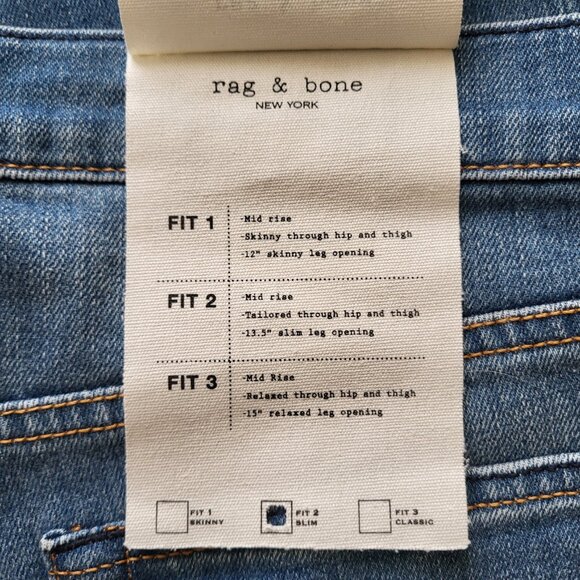 rag & bone Fit 2 Slim Fit Jeans Schaefer Wash Men's Size 30X32 - Picture 5 of 9